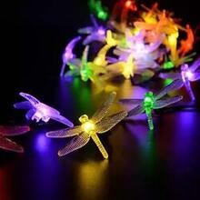 Solar Powered Dragonfly Led Light String - Style: Multi Colors