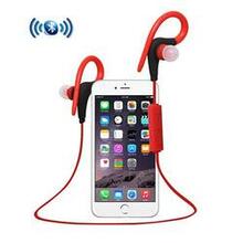 Bluetooth Headphone With Secure Ear Hook And Remote - Color: Red