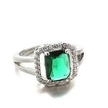 Blissful Princess Cut Ring -size: 6, Color: Emerald Green