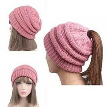 Pony Beanie Super Cute Cable Knit Hat - Color: A-beige K290-6061327745059