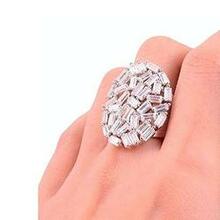 Confetti Cocktail Rings Baguettes On Rose Gold And Silver Plated