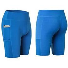 All Seasons Yoga Shorts Stretchable With Phone Pocket -size: Medium, Color: Blue K290-7070523359267