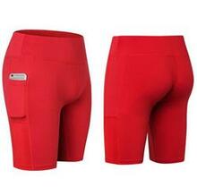 All Seasons Yoga Shorts Stretchable With Phone Pocket -size: Large, Color: Red K290-7070523588643