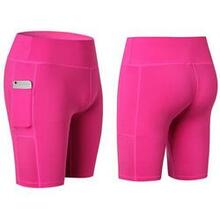 All Seasons Yoga Shorts Stretchable With Phone Pocket -size: Large, Color: Pink K290-7070523621411