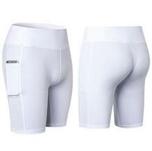 All Seasons Yoga Shorts Stretchable With Phone Pocket -size: Large, Color: White K290-7070523654179