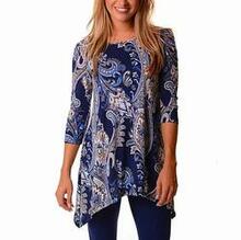 Indigo Tunic In Blue And Gold Paisleys - Size: Medium K290-7195127709731