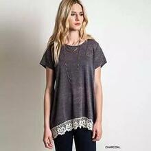 Virina Floral Lace Top -size: Small, Color: Charcoal