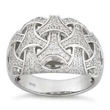 Commitment Ring Woven Style Czs On Platinum Plating F369-7783846032