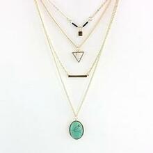 Oliva 4 Layered Necklace In Rose Quartz And Turquoise Stone