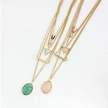 Oliva 4 Layered Necklace In Rose Quartz And Turquoise Stone