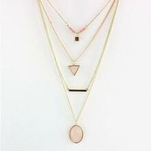 Oliva 4 Layered Necklace In Rose Quartz And Turquoise Stone