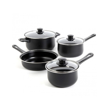 Gibson Home Chef Du Jour 7 Piece Carbon Steel Nonstick Cookware Set In Black