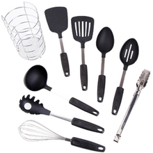 Gibson Chef's Better Basics 9-piece Utensil Set With Round Shape Wire Caddy