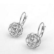 Rose Is A Rose 18kt Rose Crystal Earrings In White Yellow And Rose Gold Plating - Color: 18kt White