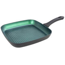 Gibson Home Equinox 11" Grill Pan Square Green Ceramic Nonstick In Matte Charcoal Grey With Bakelit