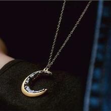 Over The Moon Long Necklace With Crescent Moon Pendant F369-9708591952