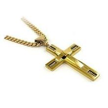 Keepsake Cross Pendant With A Curb Chain For Men 18kt Gold Plated F369-9936905040