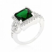 Halo Style Princess Cut Emerald Green Cocktail Ring (size: 05) (pack Of 1 Ea)