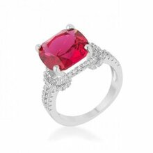 Charlene 6.2ct Ruby Cz Rhodium Classic Statement Ring (size: 09) (pack Of 1 Ea)