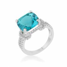 Charlene 6.2ct Aqua Cz Rhodium Classic Statement Ring (size: 08) (pack Of 1 Ea)