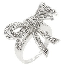 Large Cz Bow Ring (size: 09) (pack Of 1 Ea)