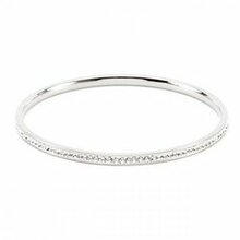 Simple Silvertone Crystal Bangle (pack Of 1 Ea)
