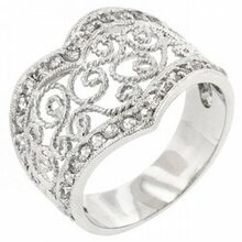 Cubic Zirconia Filigree Hearts Ring (size: 05) (pack Of 1 Ea)