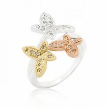 Triple Butterfly Cubic Zirconia Ring (size: 06) (pack Of 1 Ea)