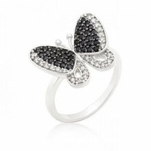 Black And White Cubic Zirconia Butterfly Ring (size: 05) (pack Of 1 Ea)