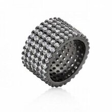 Hematite Wide Pave Cubic Zirconia Ring (size: 05) (pack Of 1 Ea)