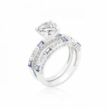 Clear And Tanzanite Cubic Zirconia Ring Set (size: 05) (pack Of 1 Ea)