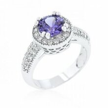 Dark Purple Halo Engagement Ring (size: 05) (pack Of 1 Ea)