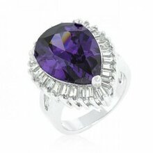 Cubic Zirconia Purple And Clear Cocktail Ring (size: 05) (pack Of 1 Ea)
