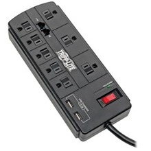 Tripp Lite Protect It! 8-outlet Surge Protector With 2 Usb Ports , 8ft Cord (telephone And Mode
