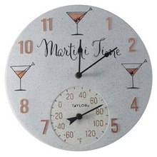 Taylor Precision Products 14-inch Clock With Thermometer (martini Time) (pack Of 1 Ea)