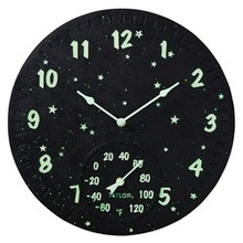 Taylor Precision Products 14-inch Clock With Thermometer (galaxy) (pack Of 1 Ea)